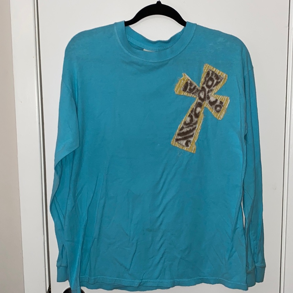 Blue Comfort Color Cross Tshirt